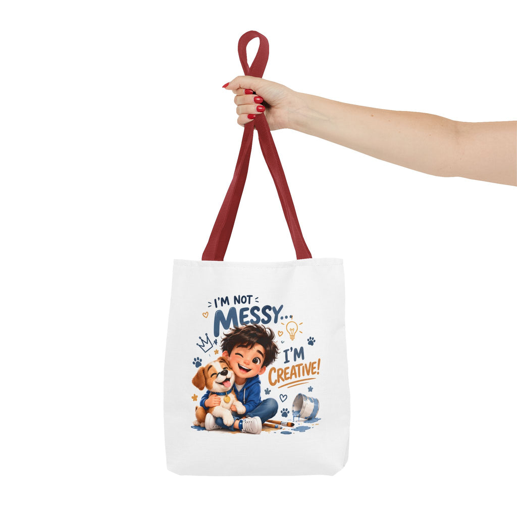I'm Not Messy I'm Creative Tote Bag — Kids Art & Playful Daycare Tote