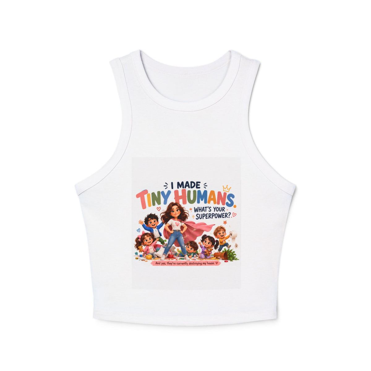 Racer Tank - "I Made Tiny Humans" Cute Mom Graphic Tank Top