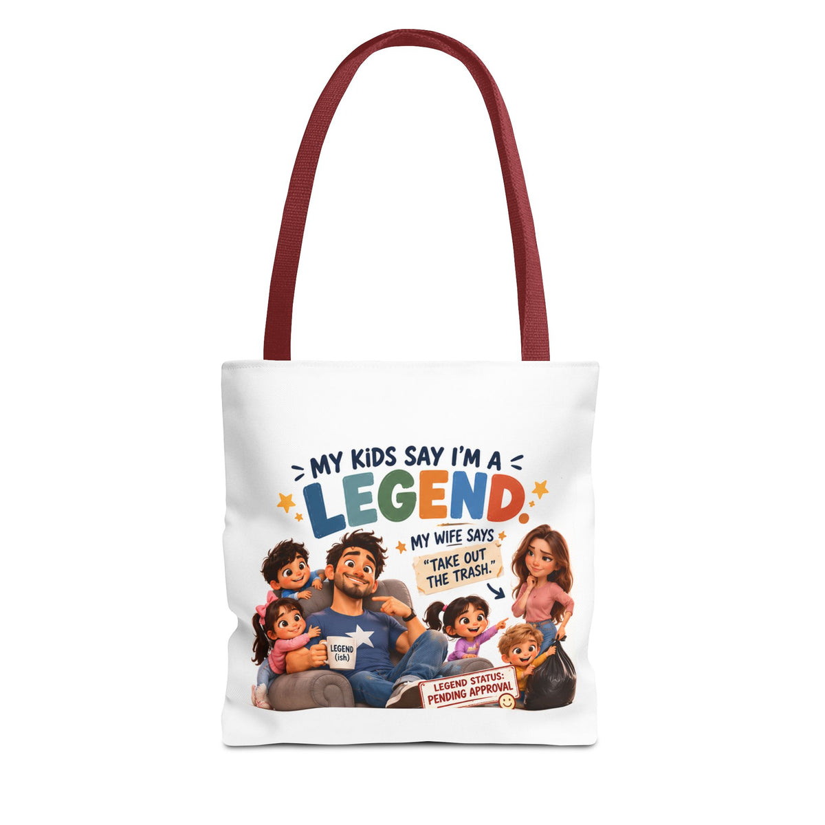 Legend Dad Family Tote Bag — "My Kids Say I'm a Legend" All-Over Print