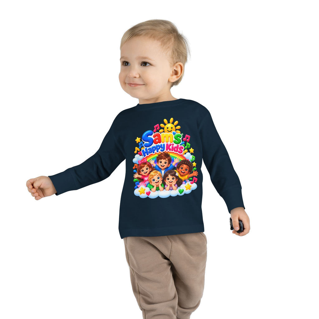 Toddler Long Sleeve Tee — “Sam’s Happy Kids” Colorful Cartoon Music Playtop