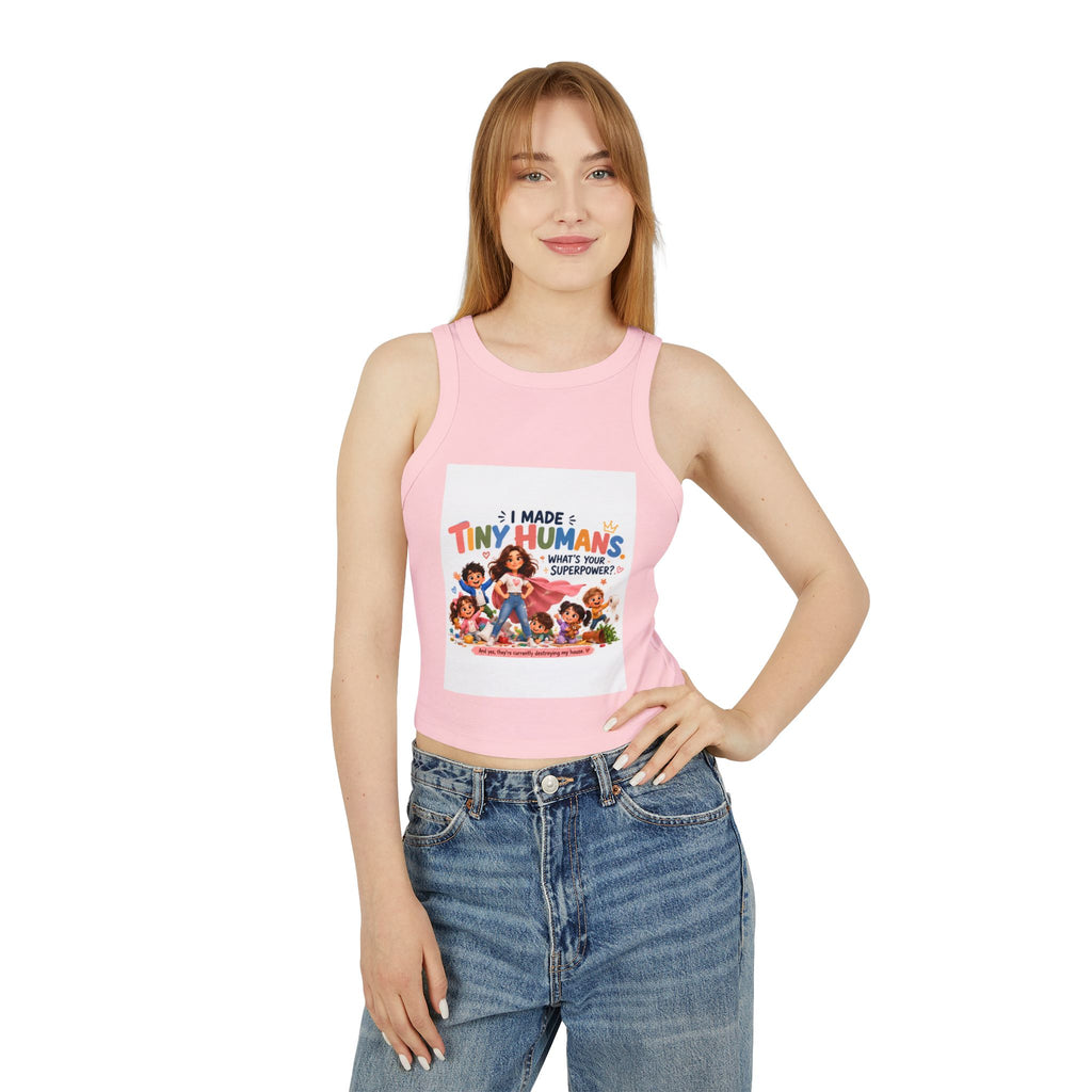 Racer Tank - "I Made Tiny Humans" Cute Mom Graphic Tank Top