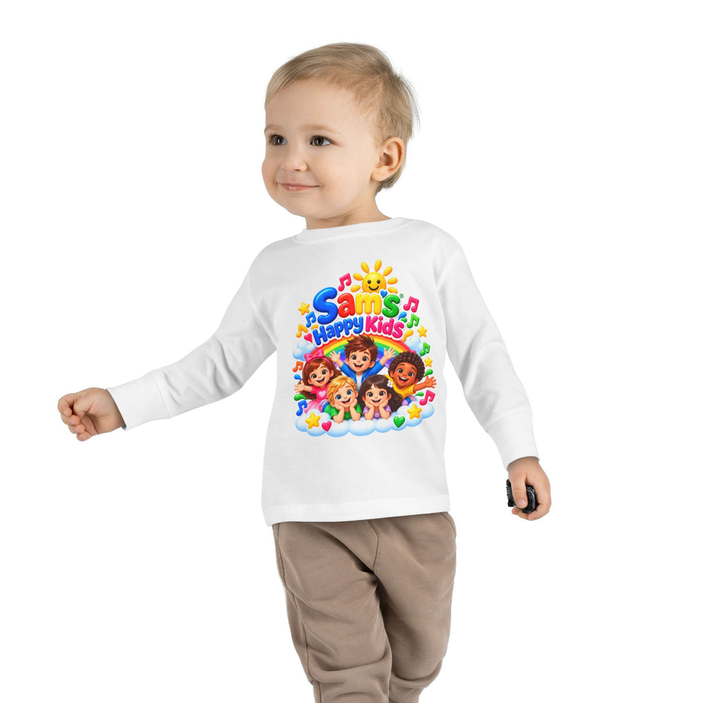Toddler Long Sleeve Tee — “Sam’s Happy Kids” Colorful Cartoon Music Playtop