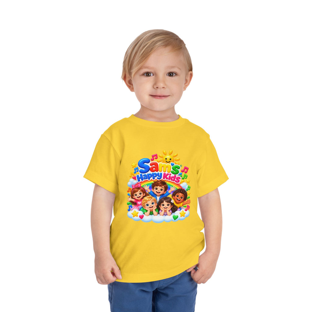 Toddler Tee — "Sam's Happy Kids" Colorful Cartoon Kids Graphic