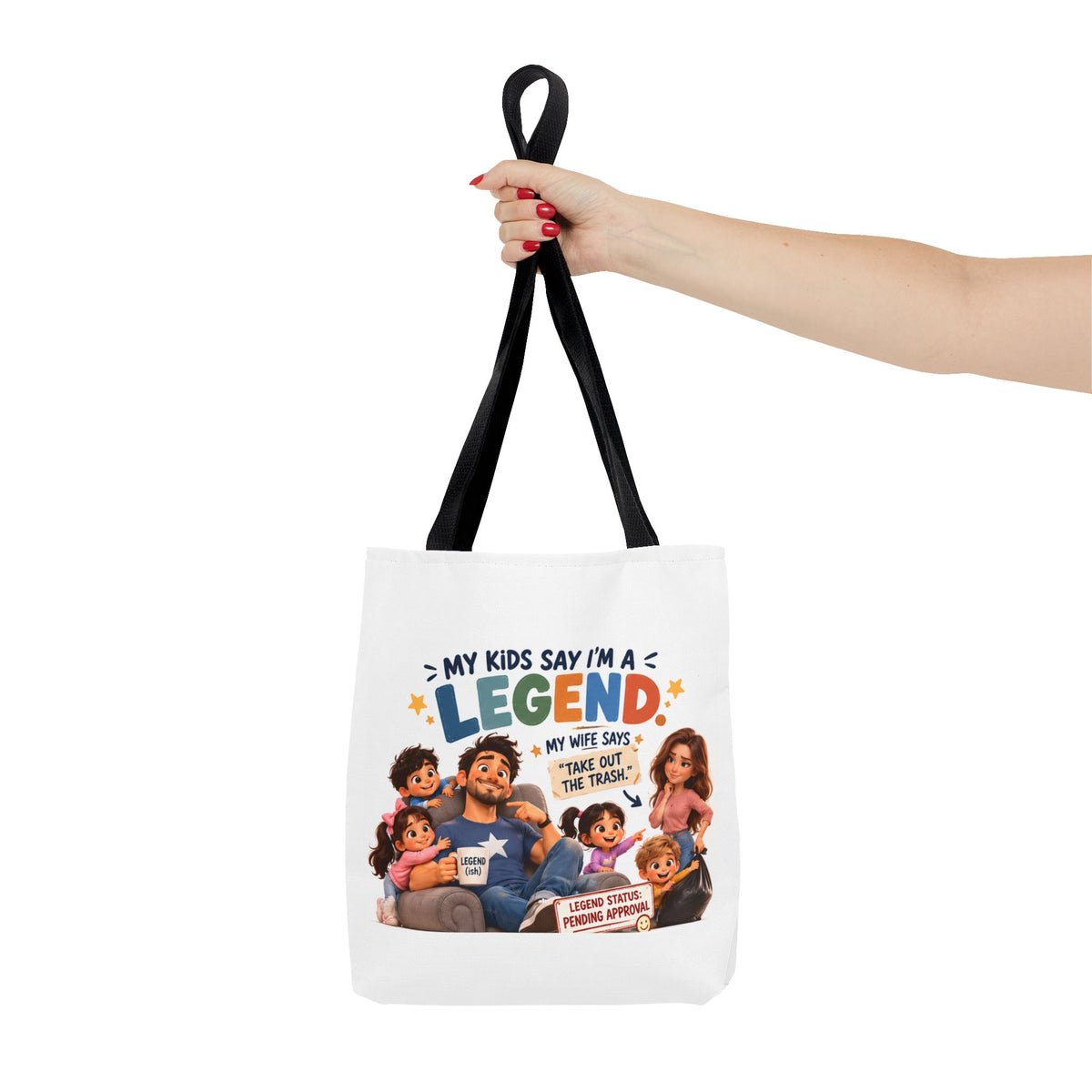 Legend Dad Family Tote Bag — "My Kids Say I'm a Legend" All-Over Print