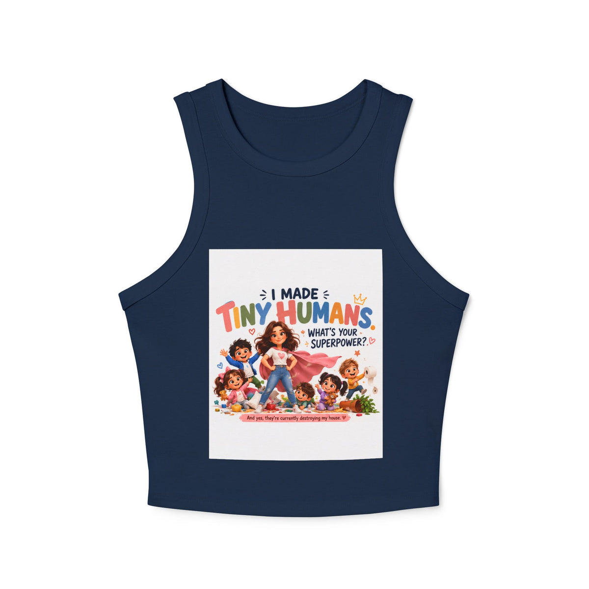 Racer Tank - "I Made Tiny Humans" Cute Mom Graphic Tank Top