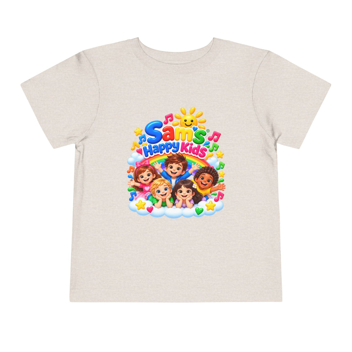 Toddler Tee — "Sam's Happy Kids" Colorful Cartoon Kids Graphic