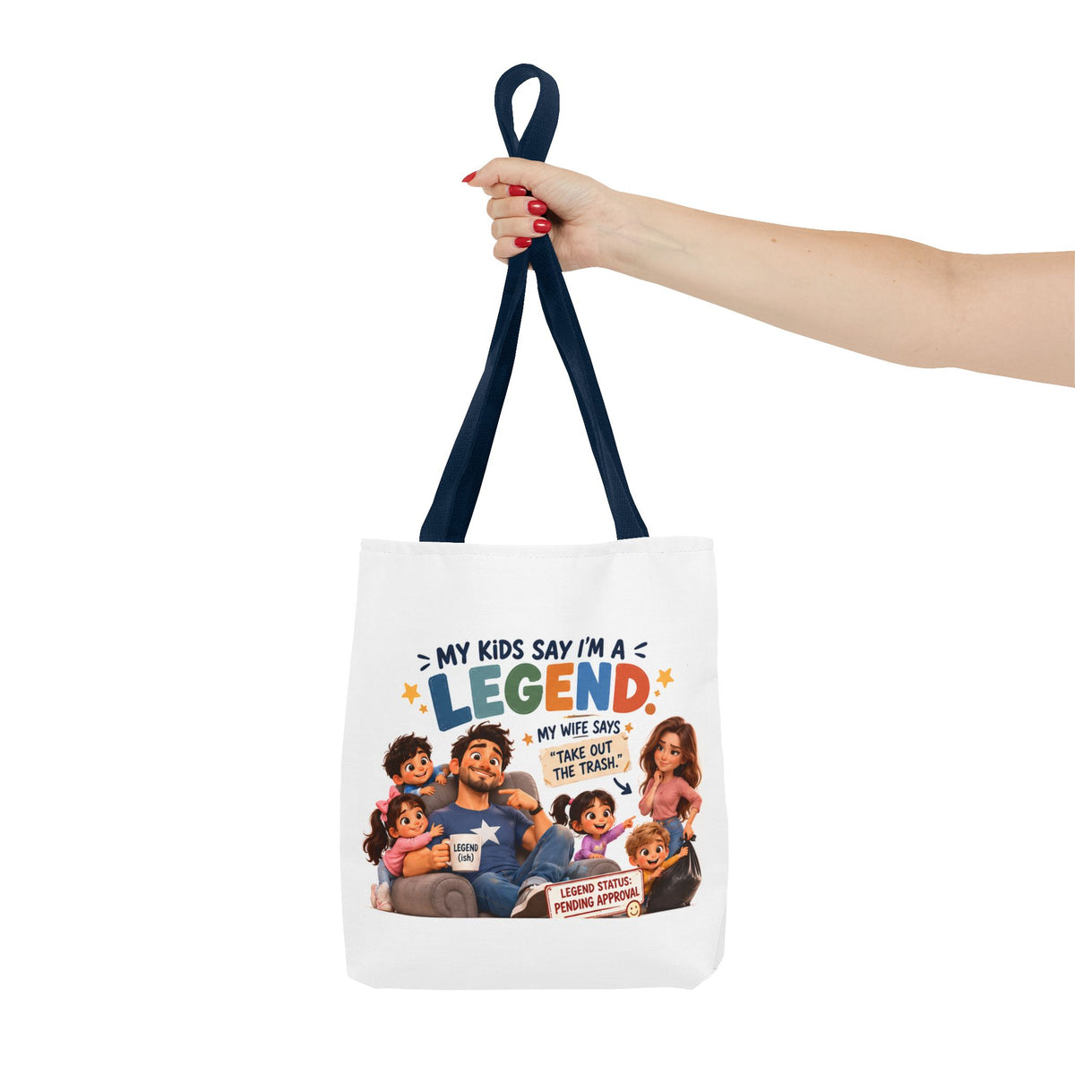 Legend Dad Family Tote Bag — "My Kids Say I'm a Legend" All-Over Print