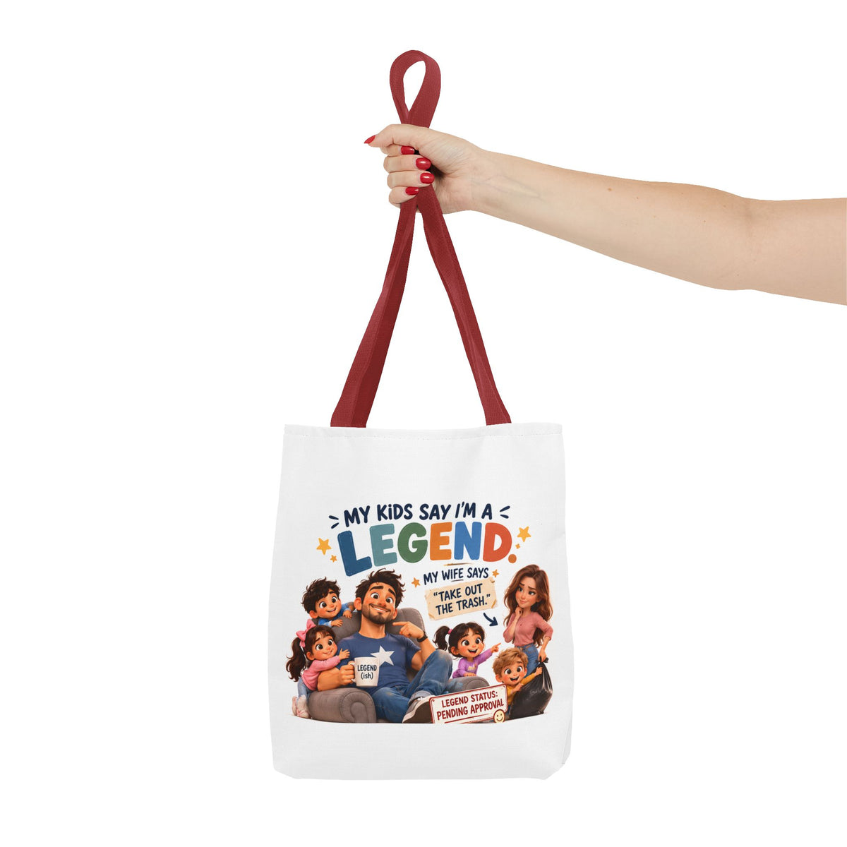 Legend Dad Family Tote Bag — "My Kids Say I'm a Legend" All-Over Print