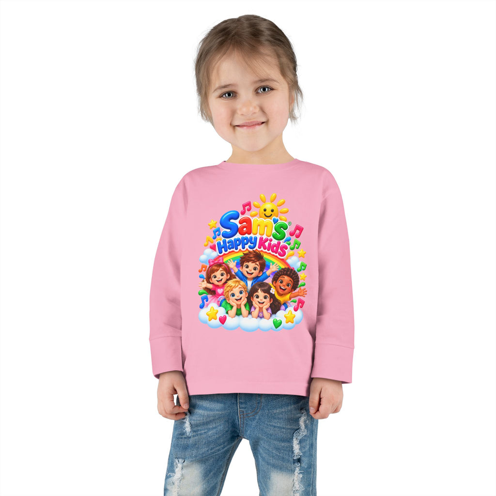 Toddler Long Sleeve Tee — “Sam’s Happy Kids” Colorful Cartoon Music Playtop