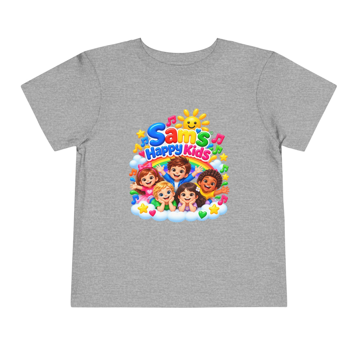 Toddler Tee — "Sam's Happy Kids" Colorful Cartoon Kids Graphic