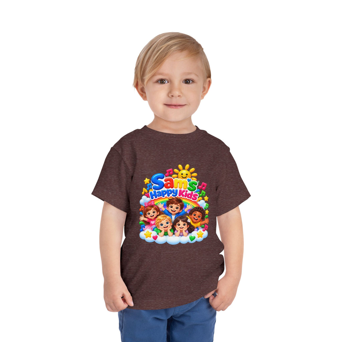 Toddler Tee — "Sam's Happy Kids" Colorful Cartoon Kids Graphic