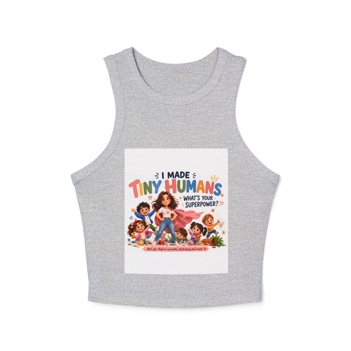 Racer Tank - "I Made Tiny Humans" Cute Mom Graphic Tank Top