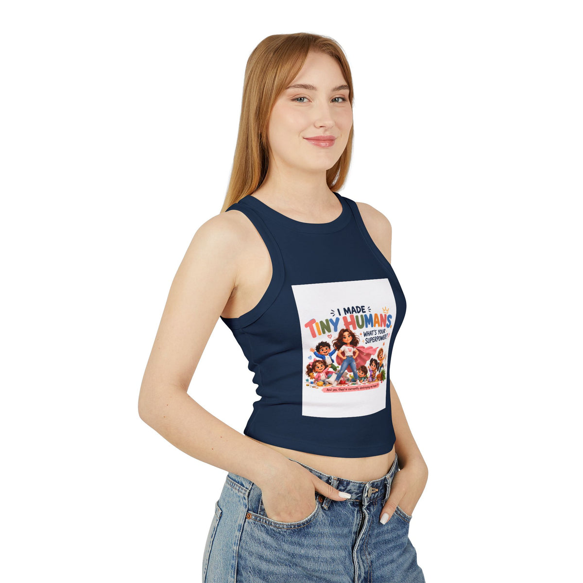 Racer Tank - "I Made Tiny Humans" Cute Mom Graphic Tank Top