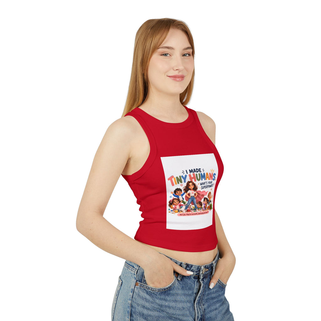Racer Tank - "I Made Tiny Humans" Cute Mom Graphic Tank Top