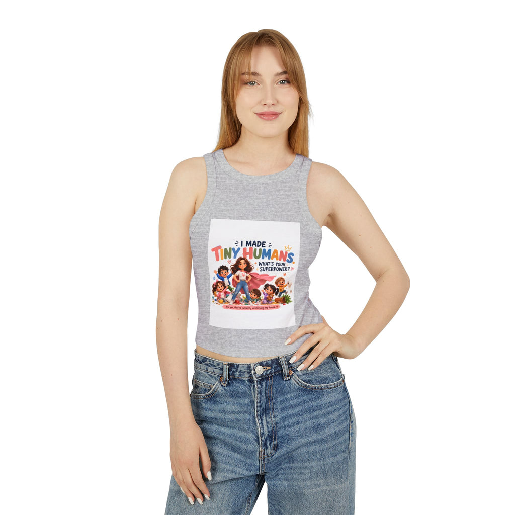 Racer Tank - "I Made Tiny Humans" Cute Mom Graphic Tank Top
