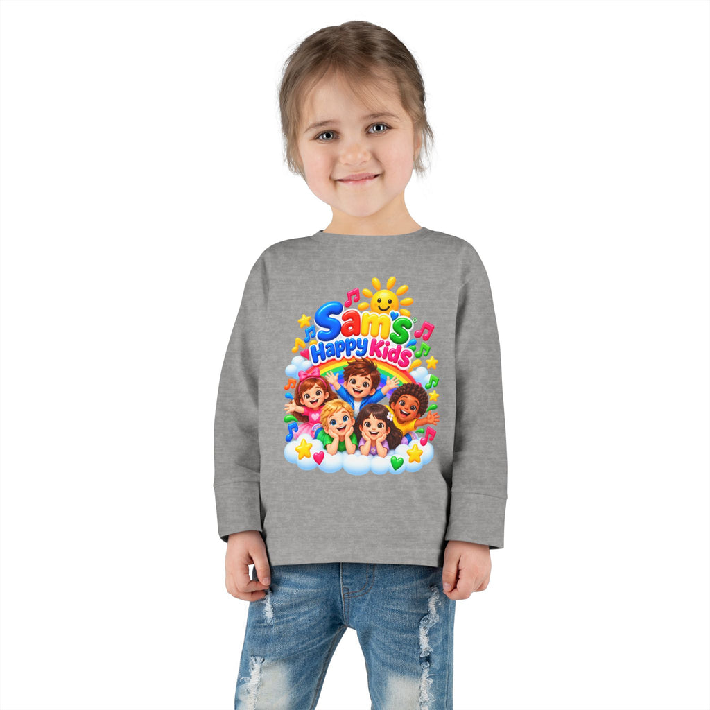 Toddler Long Sleeve Tee — “Sam’s Happy Kids” Colorful Cartoon Music Playtop