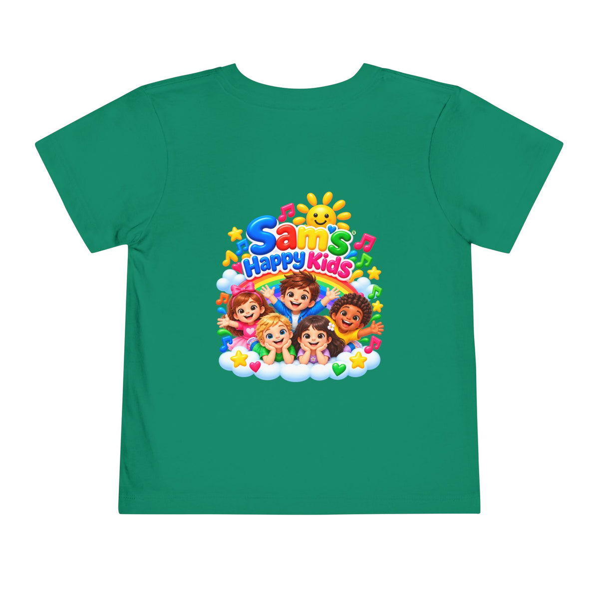 Toddler Tee — "Sam's Happy Kids" Colorful Cartoon Kids Graphic