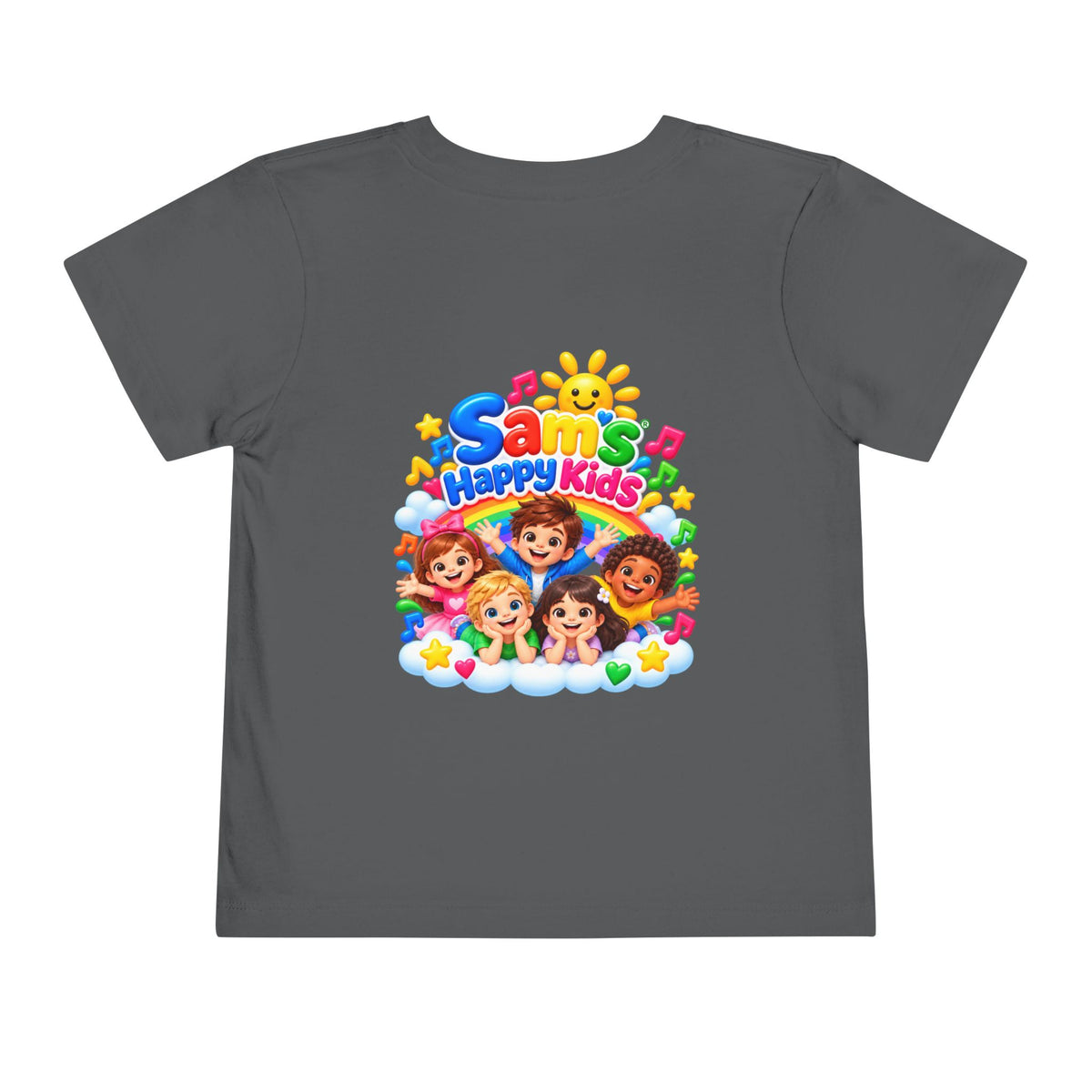 Toddler Tee — "Sam's Happy Kids" Colorful Cartoon Kids Graphic
