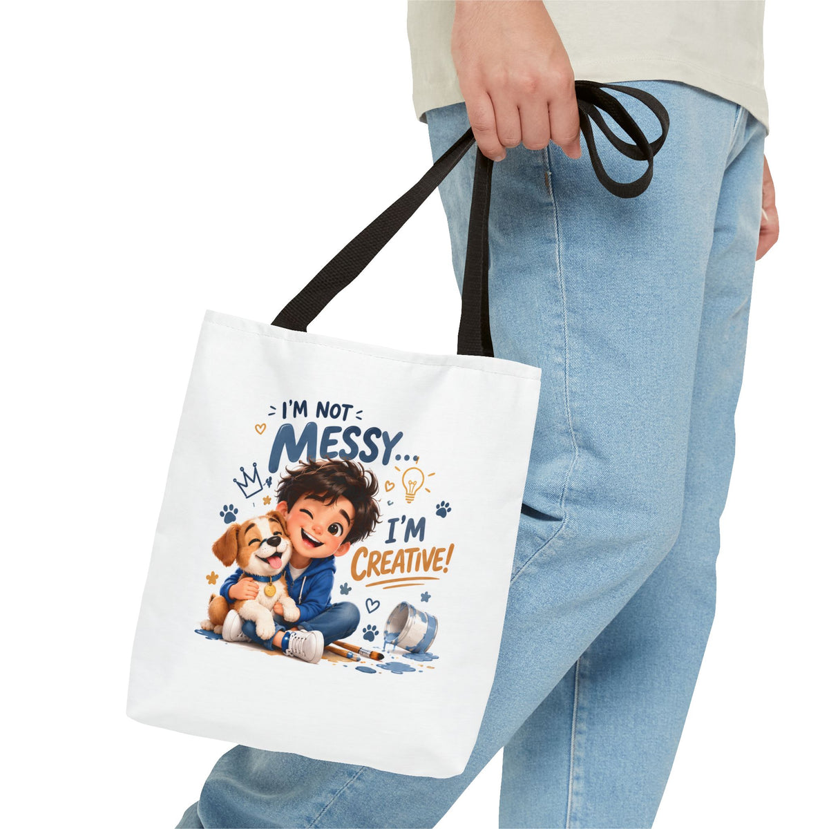 I'm Not Messy I'm Creative Tote Bag — Kids Art & Playful Daycare Tote