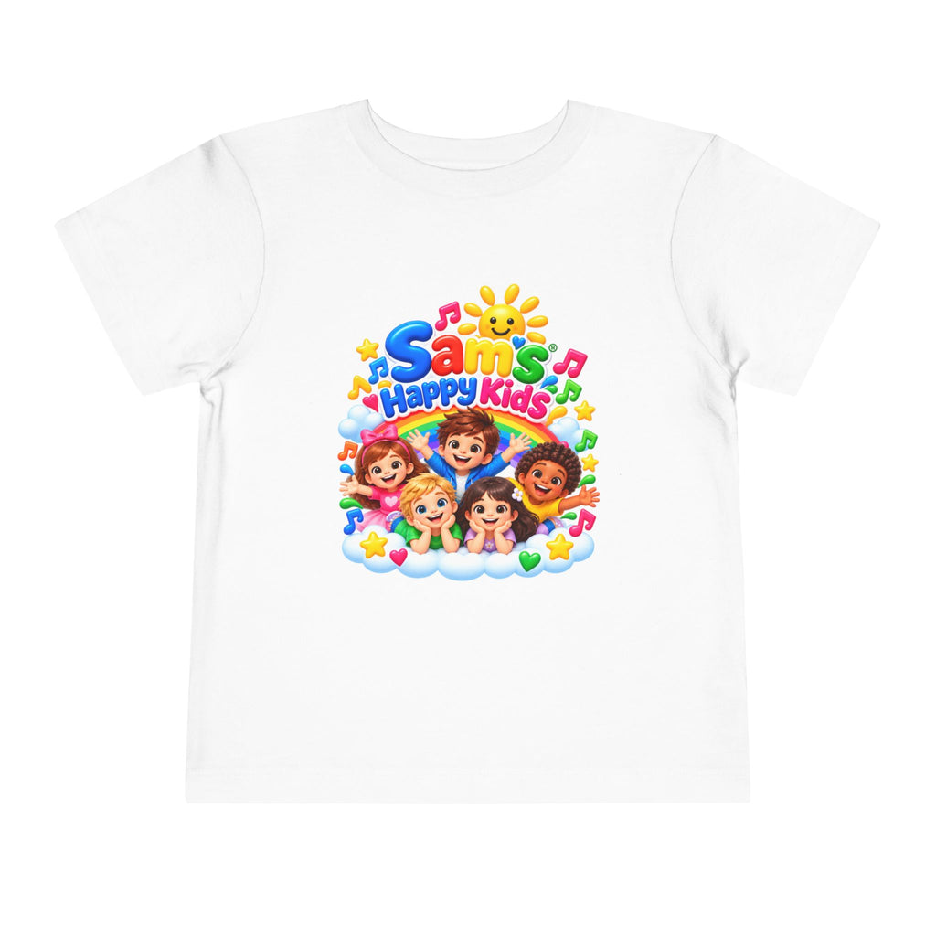 Toddler Tee — "Sam's Happy Kids" Colorful Cartoon Kids Graphic