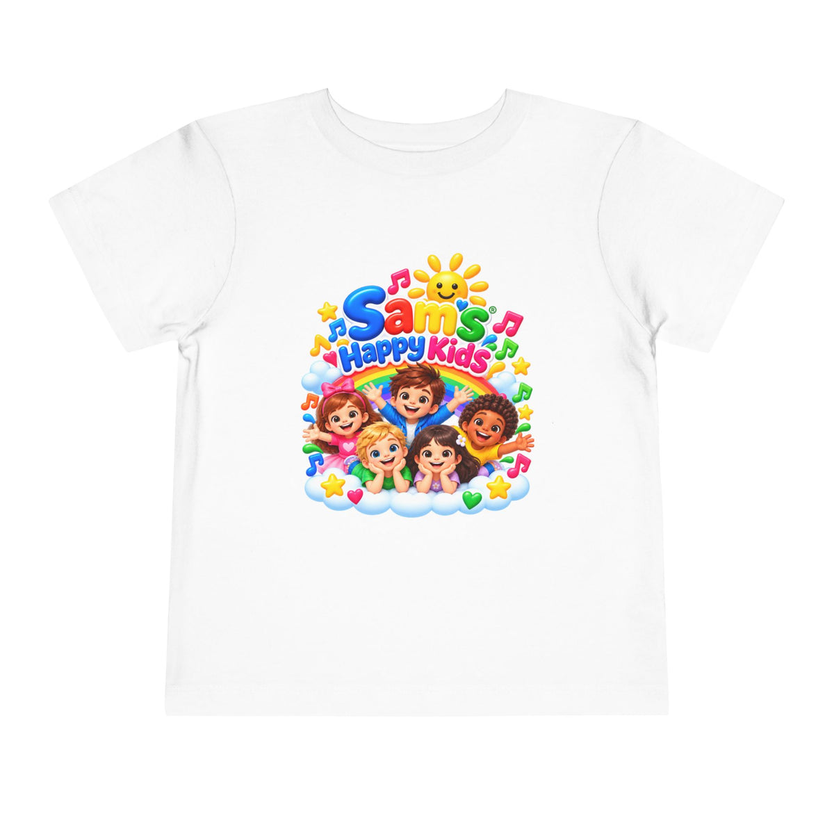 Toddler Tee — "Sam's Happy Kids" Colorful Cartoon Kids Graphic