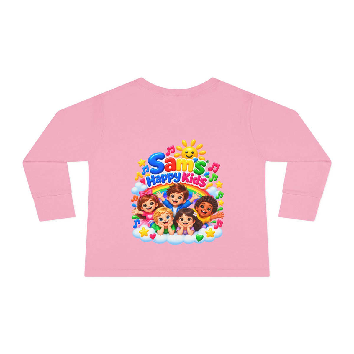 Toddler Long Sleeve Tee — “Sam’s Happy Kids” Colorful Cartoon Music Playtop