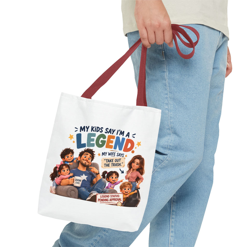 Legend Dad Family Tote Bag — "My Kids Say I'm a Legend" All-Over Print