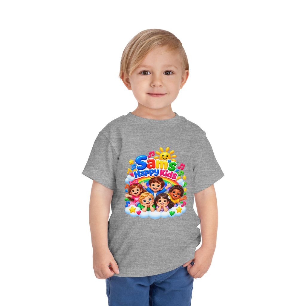 Toddler Tee — "Sam's Happy Kids" Colorful Cartoon Kids Graphic