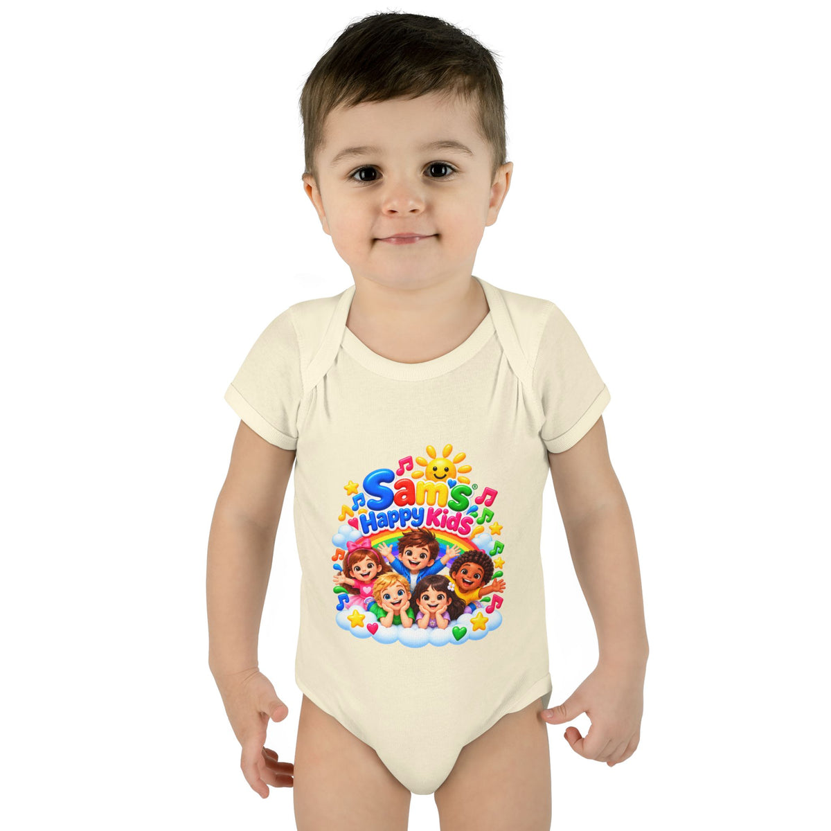Happy Kids Infant Bodysuit — Colorful 'Sam's Happy Kids' Baby Onesie