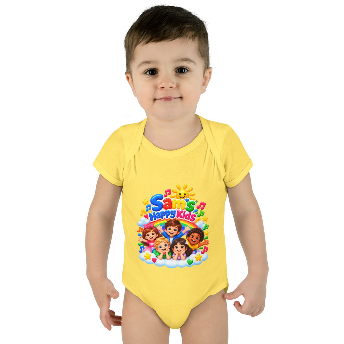 Happy Kids Infant Bodysuit — Colorful 'Sam's Happy Kids' Baby Onesie