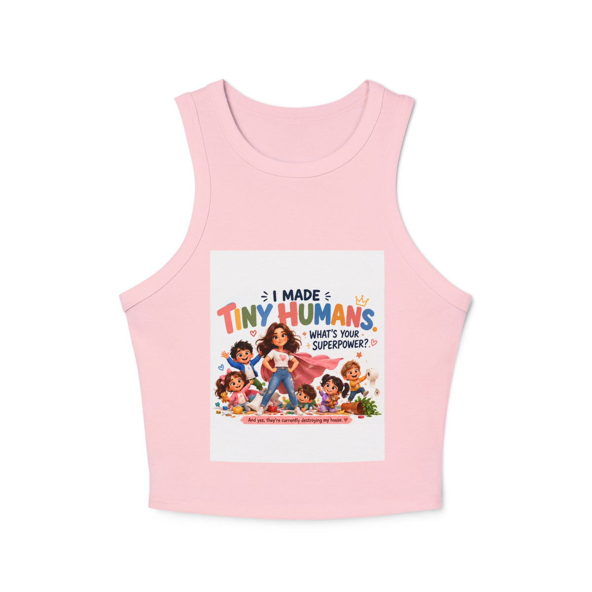 Racer Tank - "I Made Tiny Humans" Cute Mom Graphic Tank Top