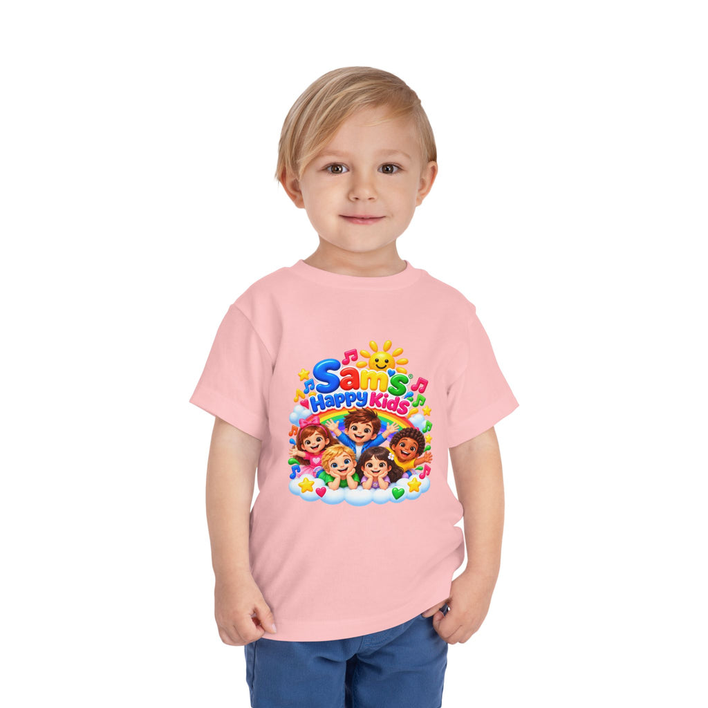 Toddler Tee — "Sam's Happy Kids" Colorful Cartoon Kids Graphic