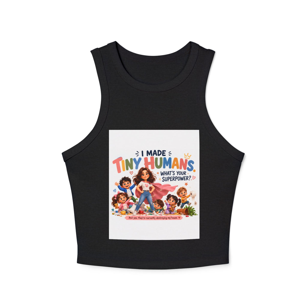 Racer Tank - "I Made Tiny Humans" Cute Mom Graphic Tank Top