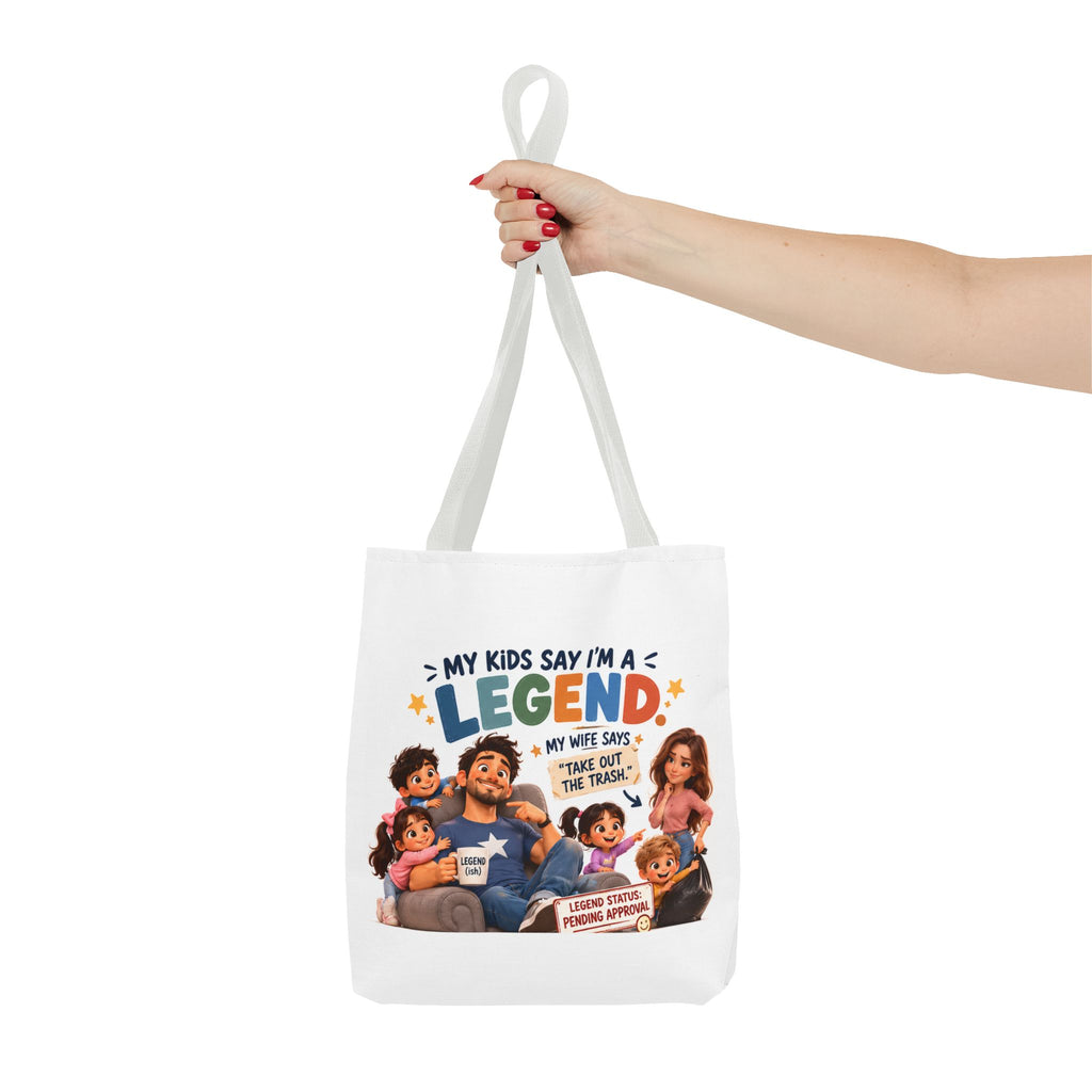 Legend Dad Family Tote Bag — "My Kids Say I'm a Legend" All-Over Print