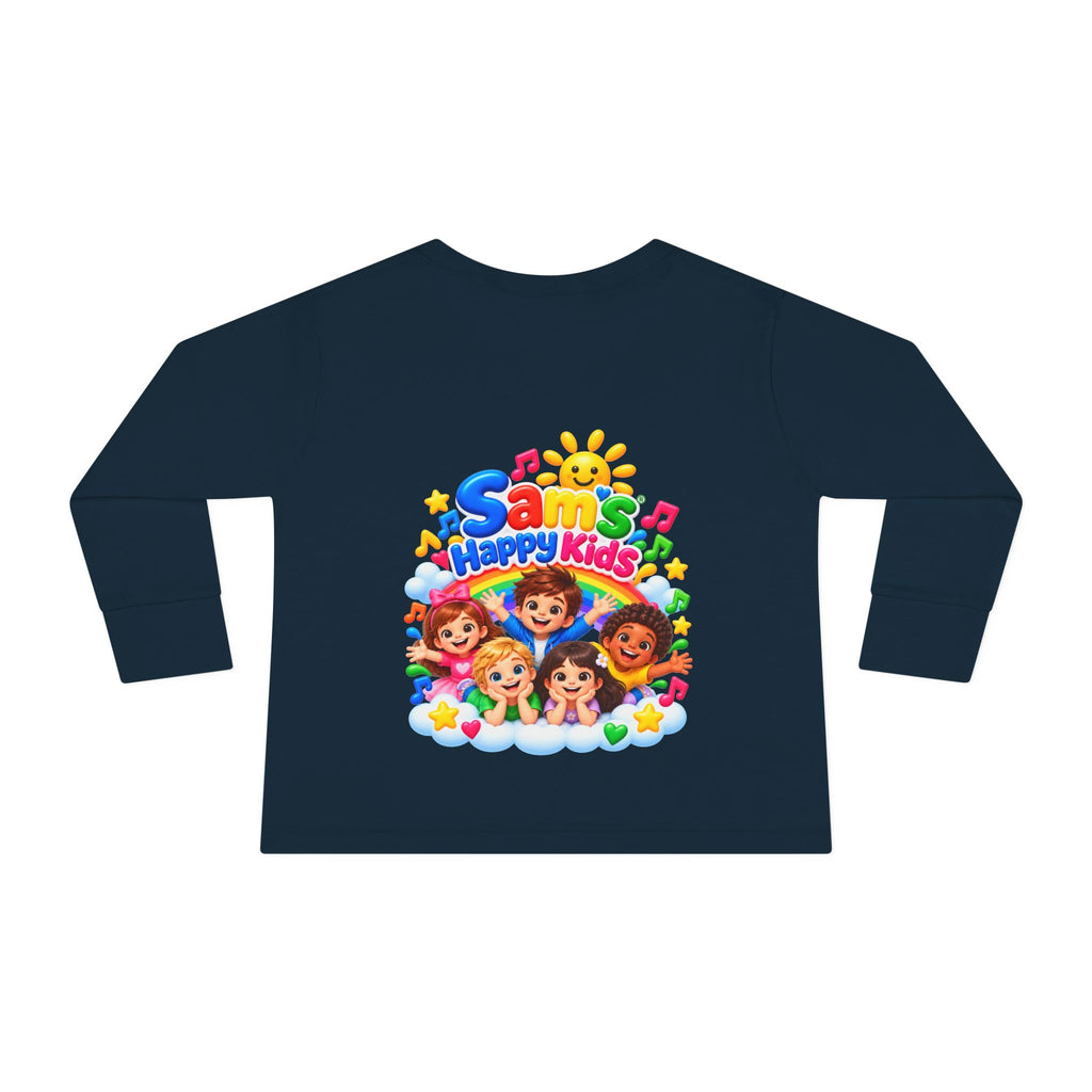 Toddler Long Sleeve Tee — “Sam’s Happy Kids” Colorful Cartoon Music Playtop