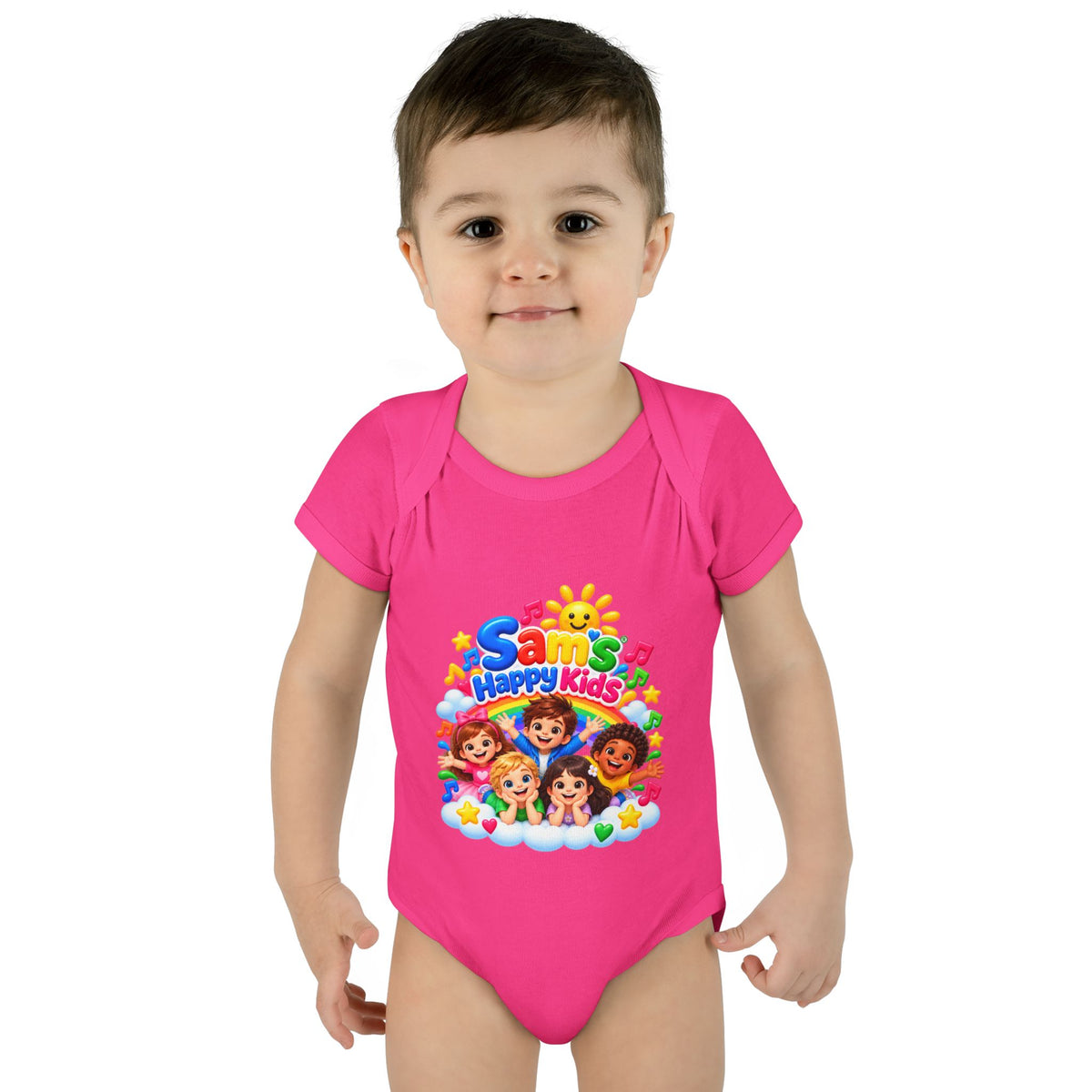 Happy Kids Infant Bodysuit — Colorful 'Sam's Happy Kids' Baby Onesie