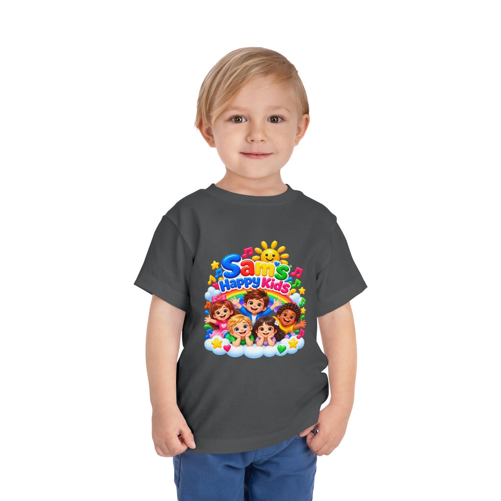 Toddler Tee — "Sam's Happy Kids" Colorful Cartoon Kids Graphic