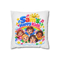 Personalized Kids Pillow — "Sam's Happy Kids" Colorful Cartoon Square Cushion