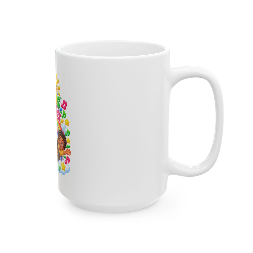 Sam's Happy Kids Ceramic Mug — Colorful Kids' Breakfast Cup (11oz/15oz)