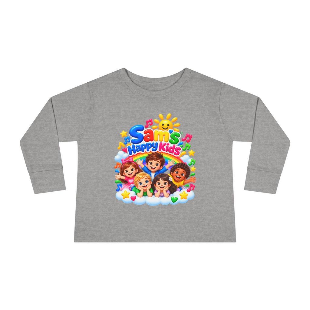 Toddler Long Sleeve Tee — “Sam’s Happy Kids” Colorful Cartoon Music Playtop