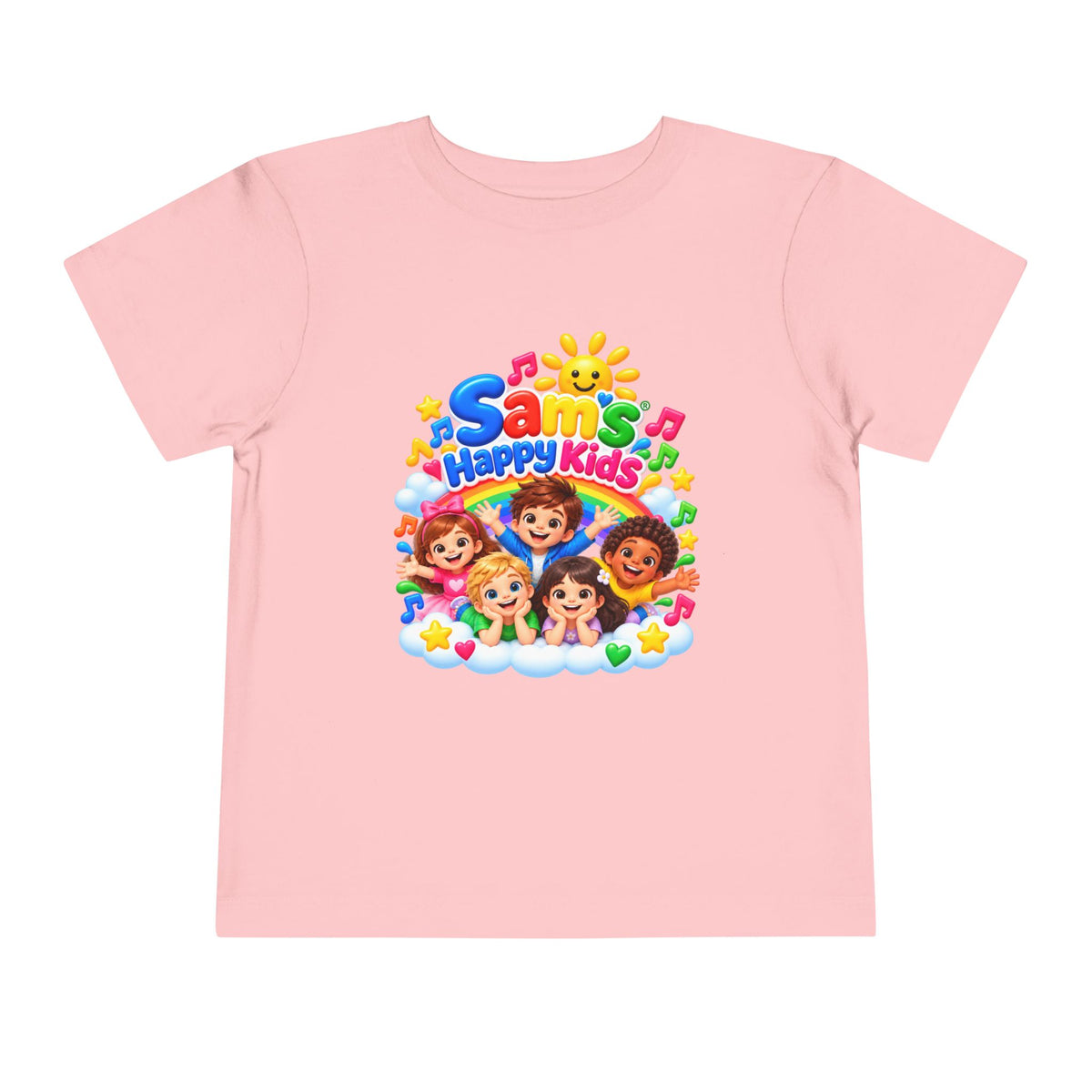 Toddler Tee — "Sam's Happy Kids" Colorful Cartoon Kids Graphic