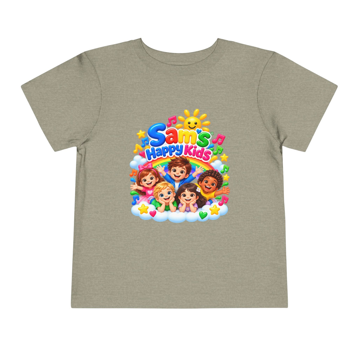 Toddler Tee — "Sam's Happy Kids" Colorful Cartoon Kids Graphic