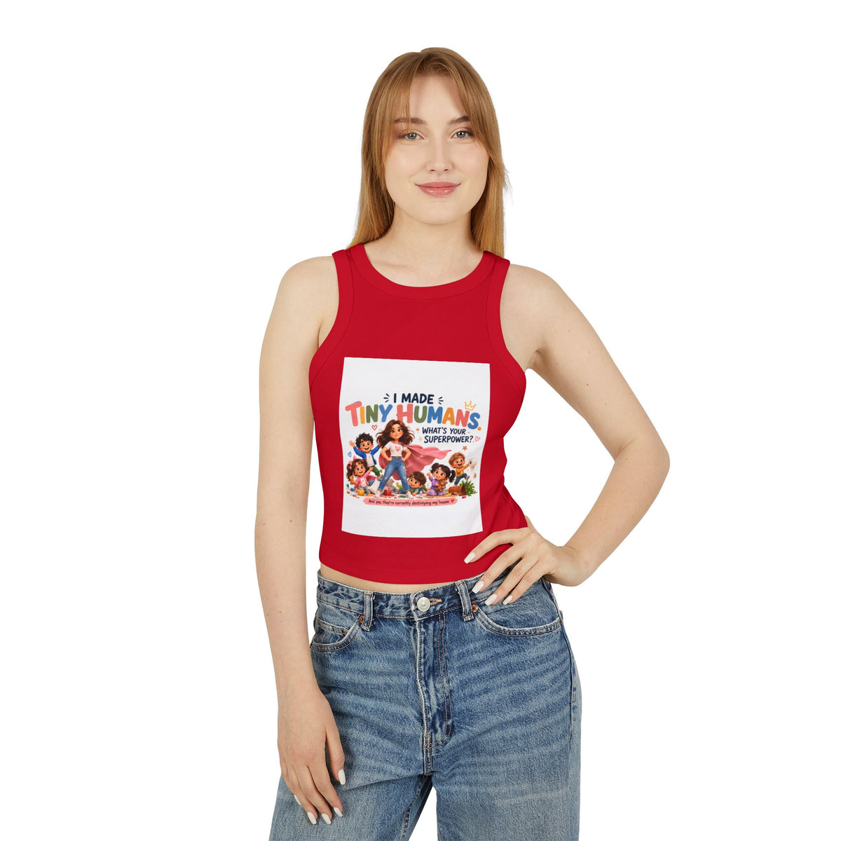 Racer Tank - "I Made Tiny Humans" Cute Mom Graphic Tank Top