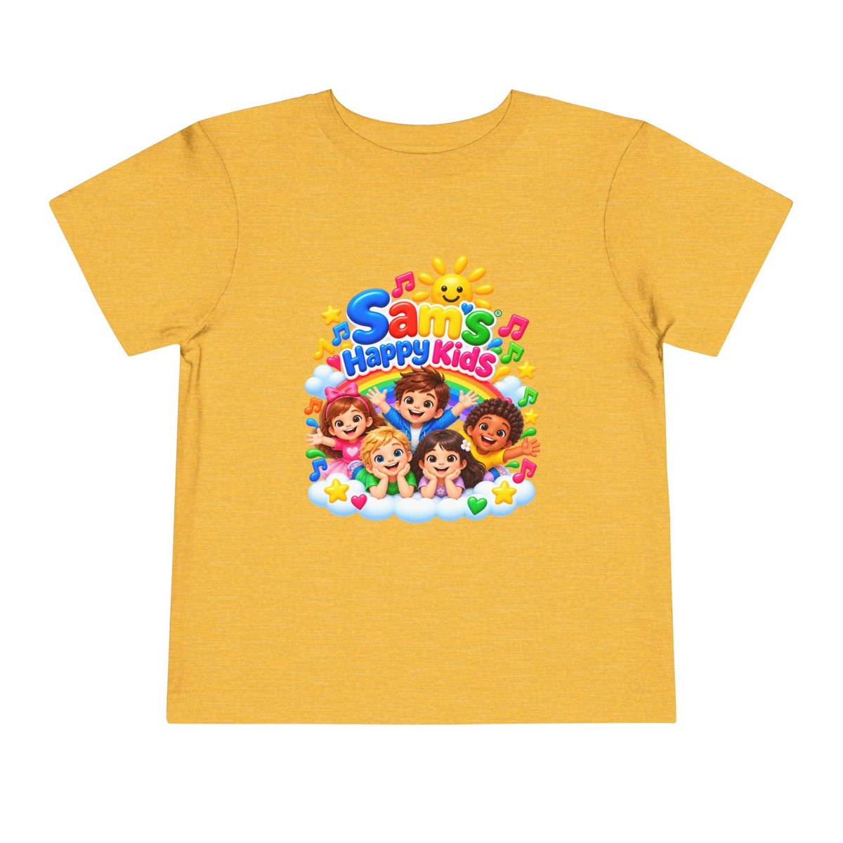 Toddler Tee — "Sam's Happy Kids" Colorful Cartoon Kids Graphic