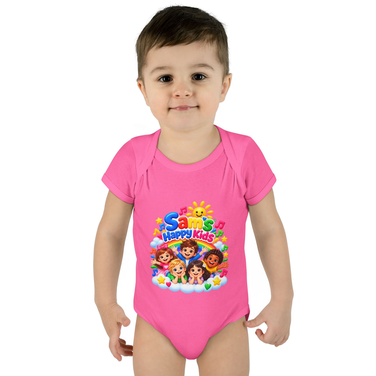 Happy Kids Infant Bodysuit — Colorful 'Sam's Happy Kids' Baby Onesie