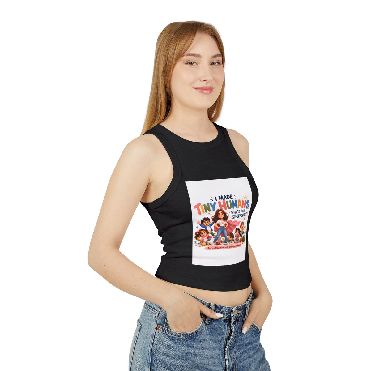 Racer Tank - "I Made Tiny Humans" Cute Mom Graphic Tank Top