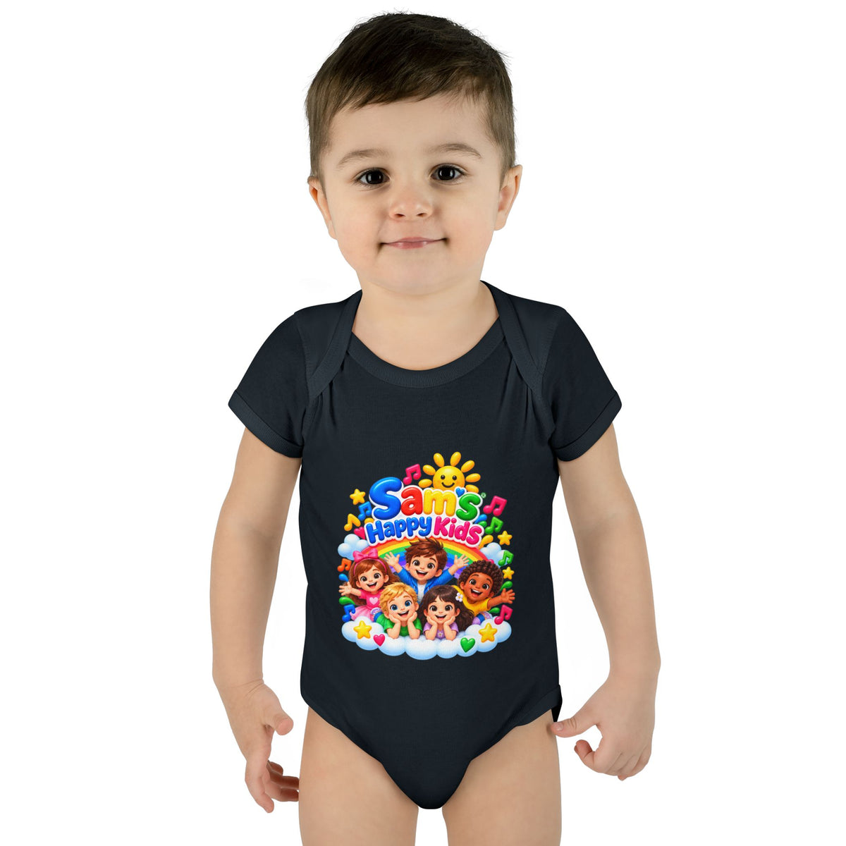 Happy Kids Infant Bodysuit — Colorful 'Sam's Happy Kids' Baby Onesie