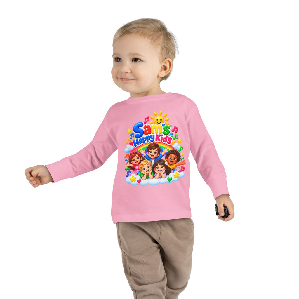 Toddler Long Sleeve Tee — “Sam’s Happy Kids” Colorful Cartoon Music Playtop