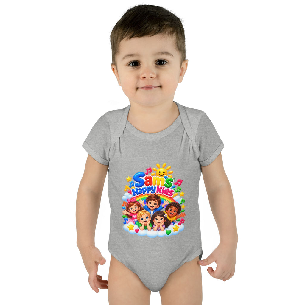 Happy Kids Infant Bodysuit — Colorful 'Sam's Happy Kids' Baby Onesie