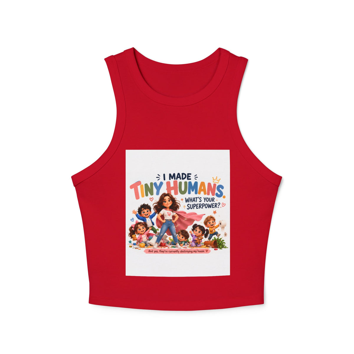Racer Tank - "I Made Tiny Humans" Cute Mom Graphic Tank Top